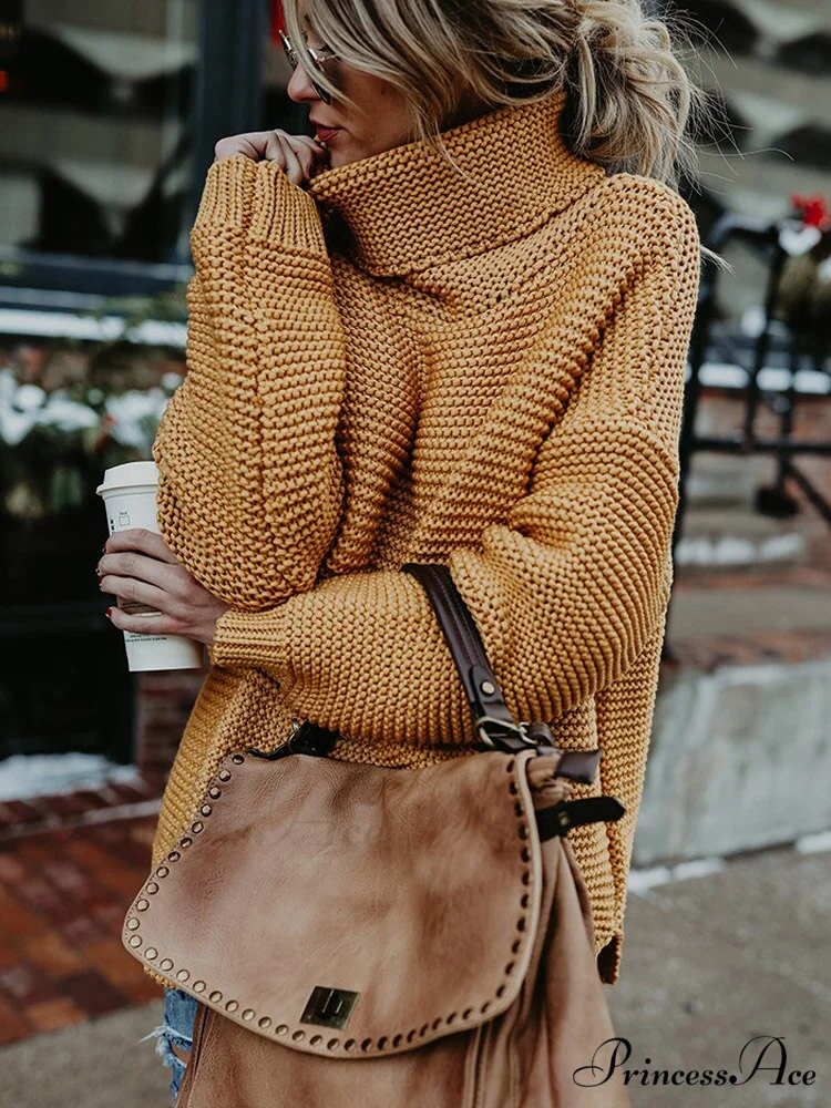 Warm Knitted Oversized Turtleneck Sweater - Image 7