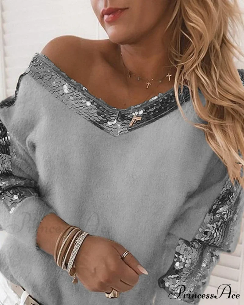 Long Sleeve V Neck Casual Club Party Knitted Sweater - Image 11