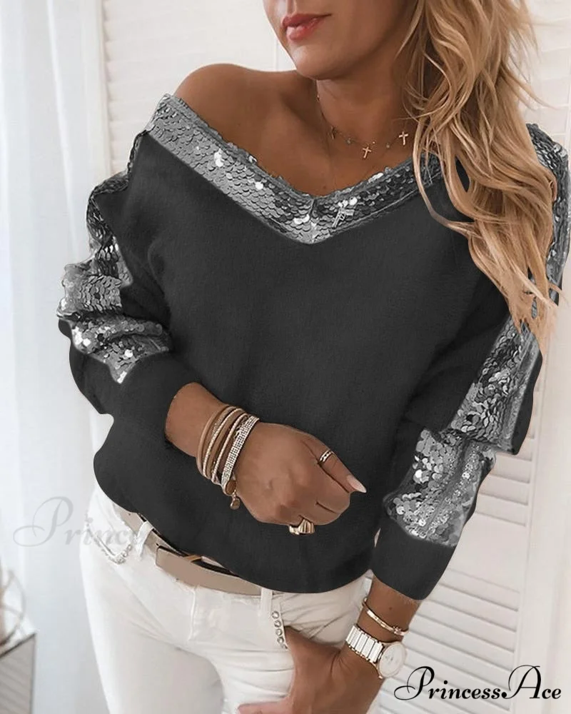 Long Sleeve V Neck Casual Club Party Knitted Sweater - Image 5