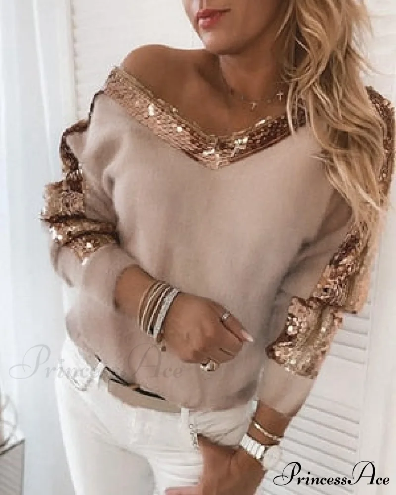 Long Sleeve V Neck Casual Club Party Knitted Sweater - Image 9