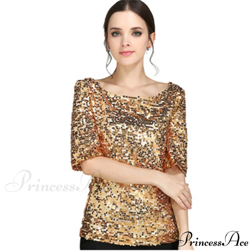Sequined Embroidered Half Sleeve Oversized Shirt - Image 2