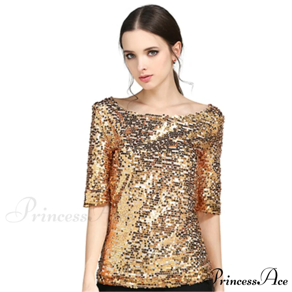 Sequined Embroidered Half Sleeve Oversized Shirt - Image 3