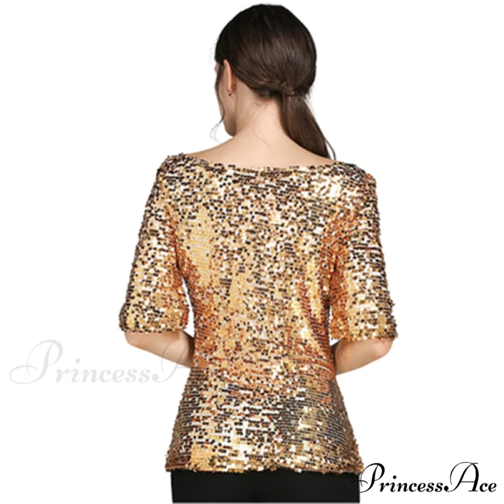 Sequined Embroidered Half Sleeve Oversized Shirt - Image 6