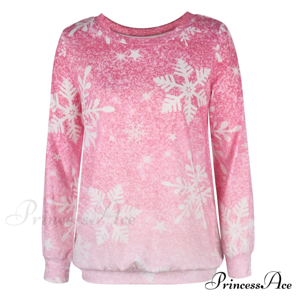 Gradual Change Sequin Printing Round Neck Long Sleeve Sweater - Image 3