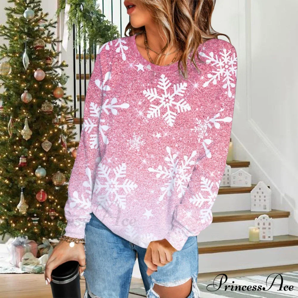 Gradual Change Sequin Printing Round Neck Long Sleeve Sweater - Image 6