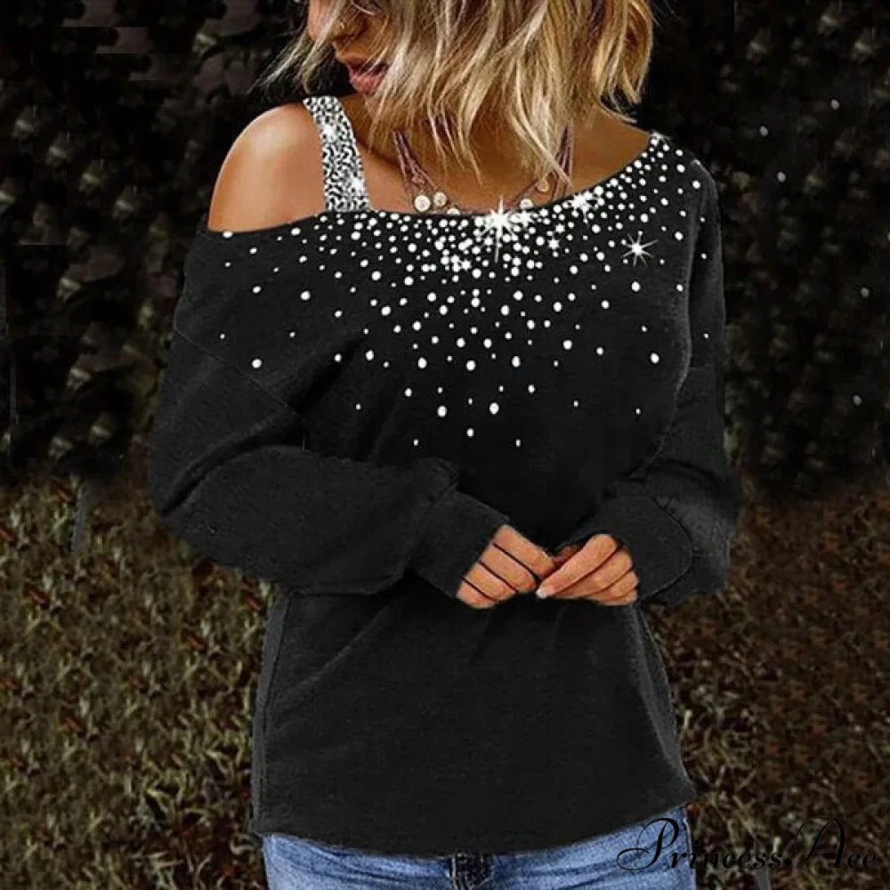 Solid Skew Neck Long Sleeves Casual Slim Fit T-shirt - Image 7