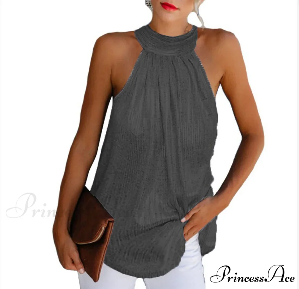 Sequin Glitter Strappy Hang-Neck Swing Clubwear Party Night Tank - Image 6
