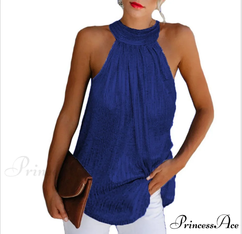 Sequin Glitter Strappy Hang-Neck Swing Clubwear Party Night Tank - Image 7
