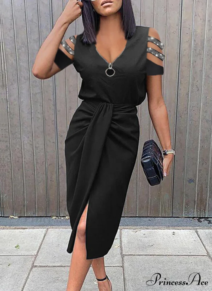 asual V-neck Lace Long Sleeve Elegant Party Dress - Image 4