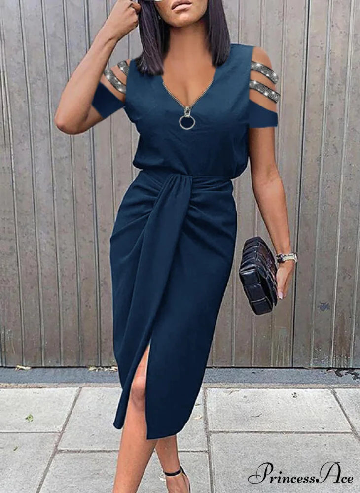 asual V-neck Lace Long Sleeve Elegant Party Dress - Image 7