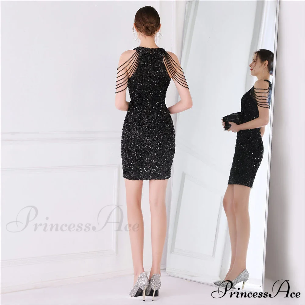 Off Shoulder Gold Sequin Short Party Bodycon Dress - Image 26