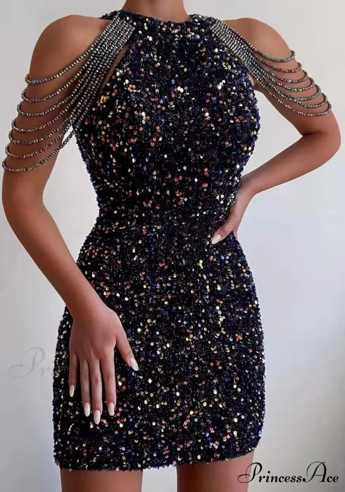 Off Shoulder Gold Sequin Short Party Bodycon Dress - Image 27