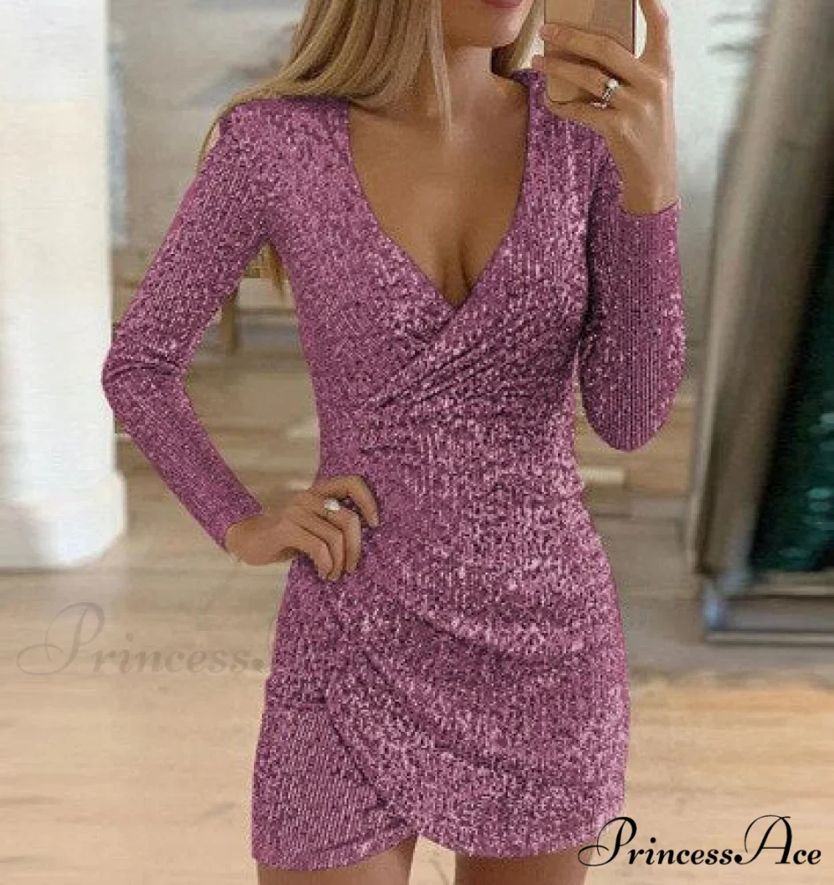 Off Shoulder Gold Sequin Short Party Bodycon Dress - Image 7
