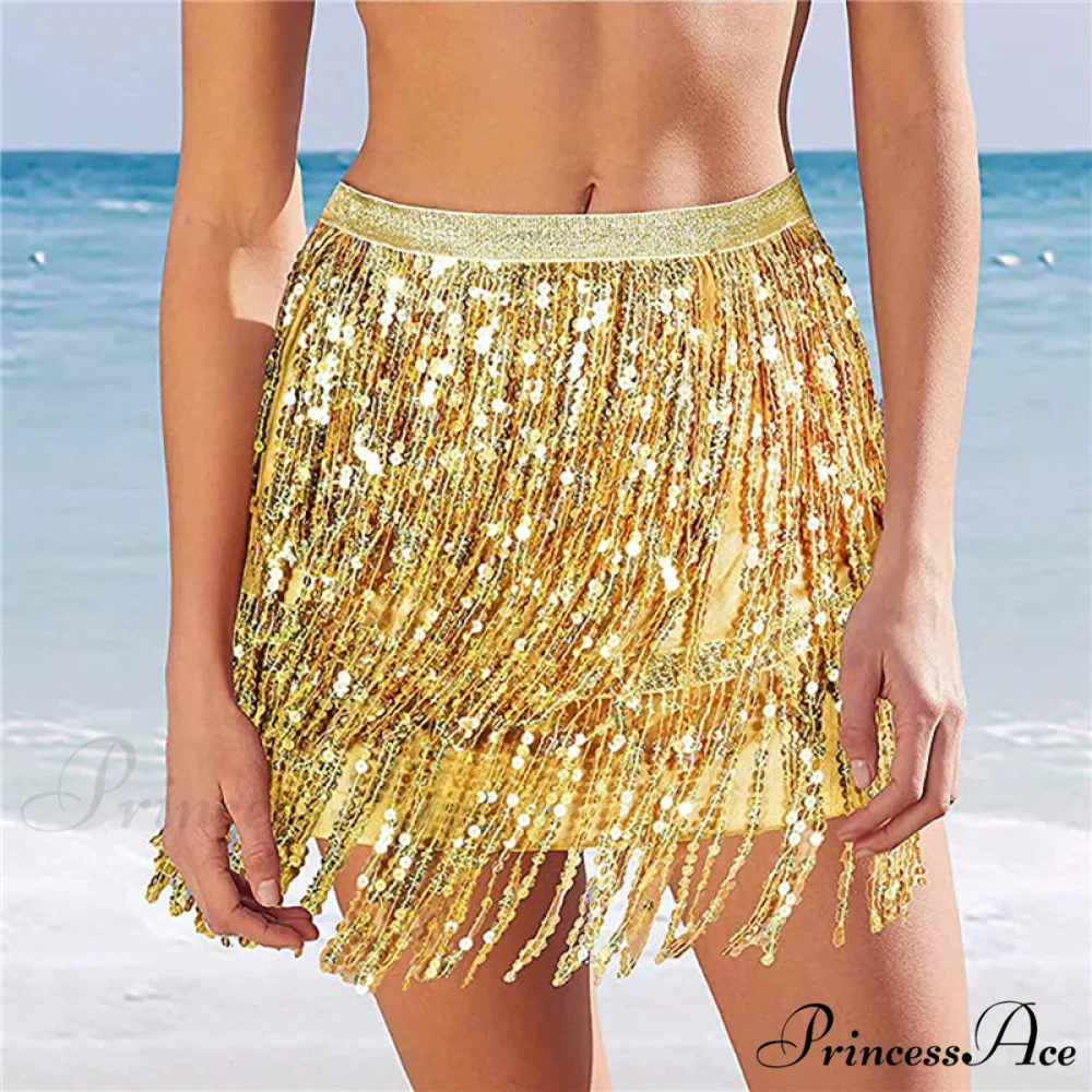 Sequined Fringe Glitters Elastic Waist Mini Skirt - Image 7