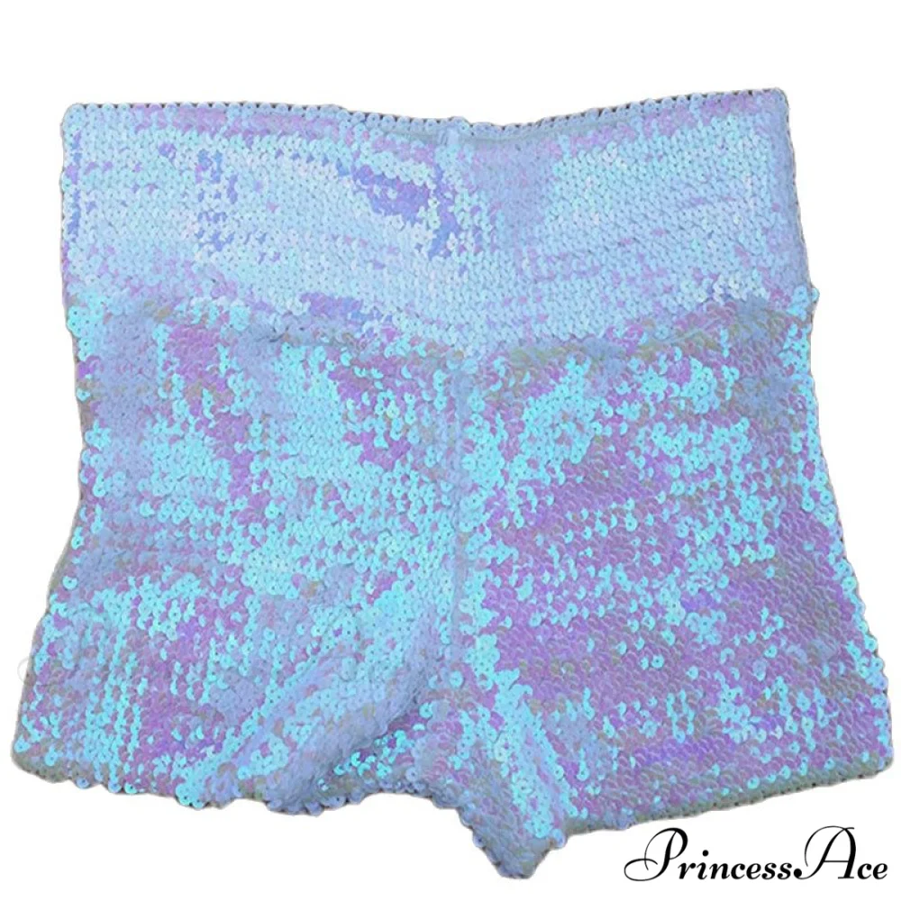 Shiny Sequin Pencil High Waist Mini Shorts - Image 5