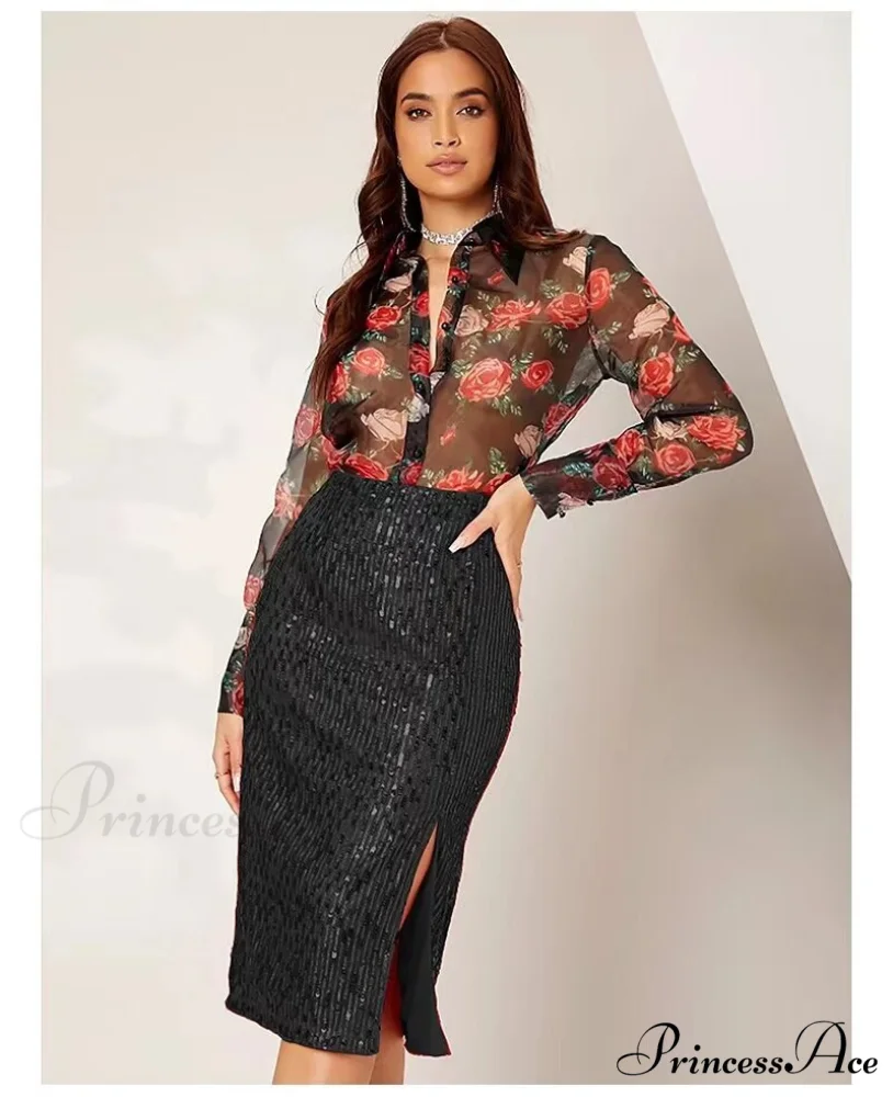 Side Slit Solid Color Tight Over Knee Slim Skirt - Image 4