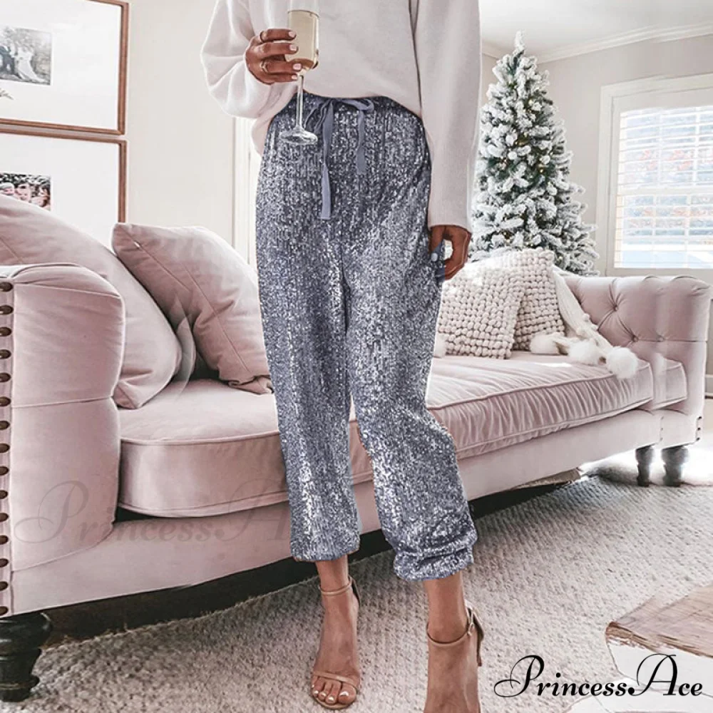 High Waist Sequin Long Pants - Image 10