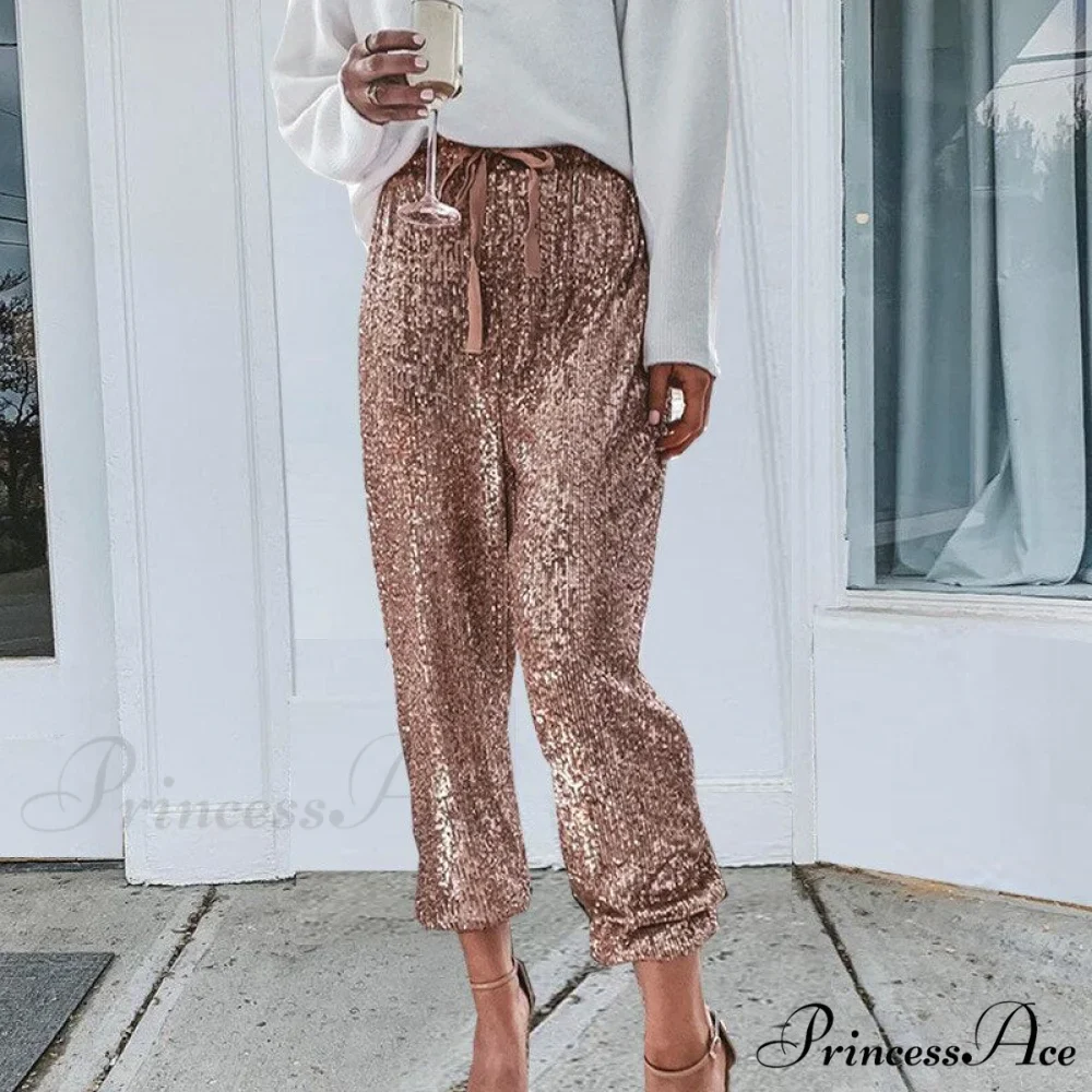 High Waist Sequin Long Pants - Image 11