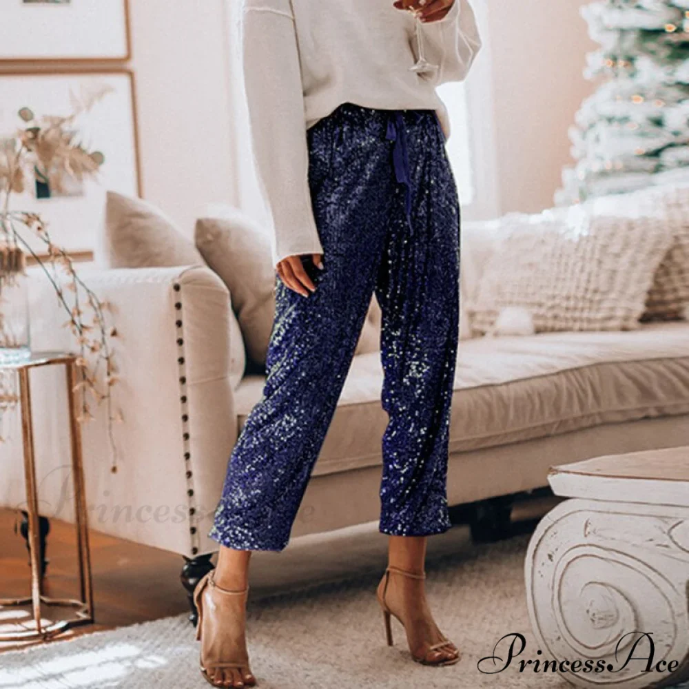 High Waist Sequin Long Pants - Image 3