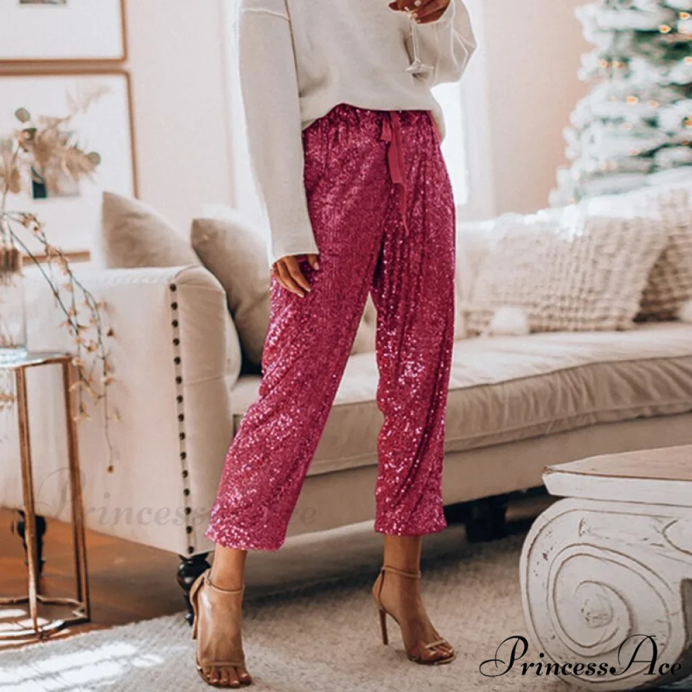 High Waist Sequin Long Pants - Image 5