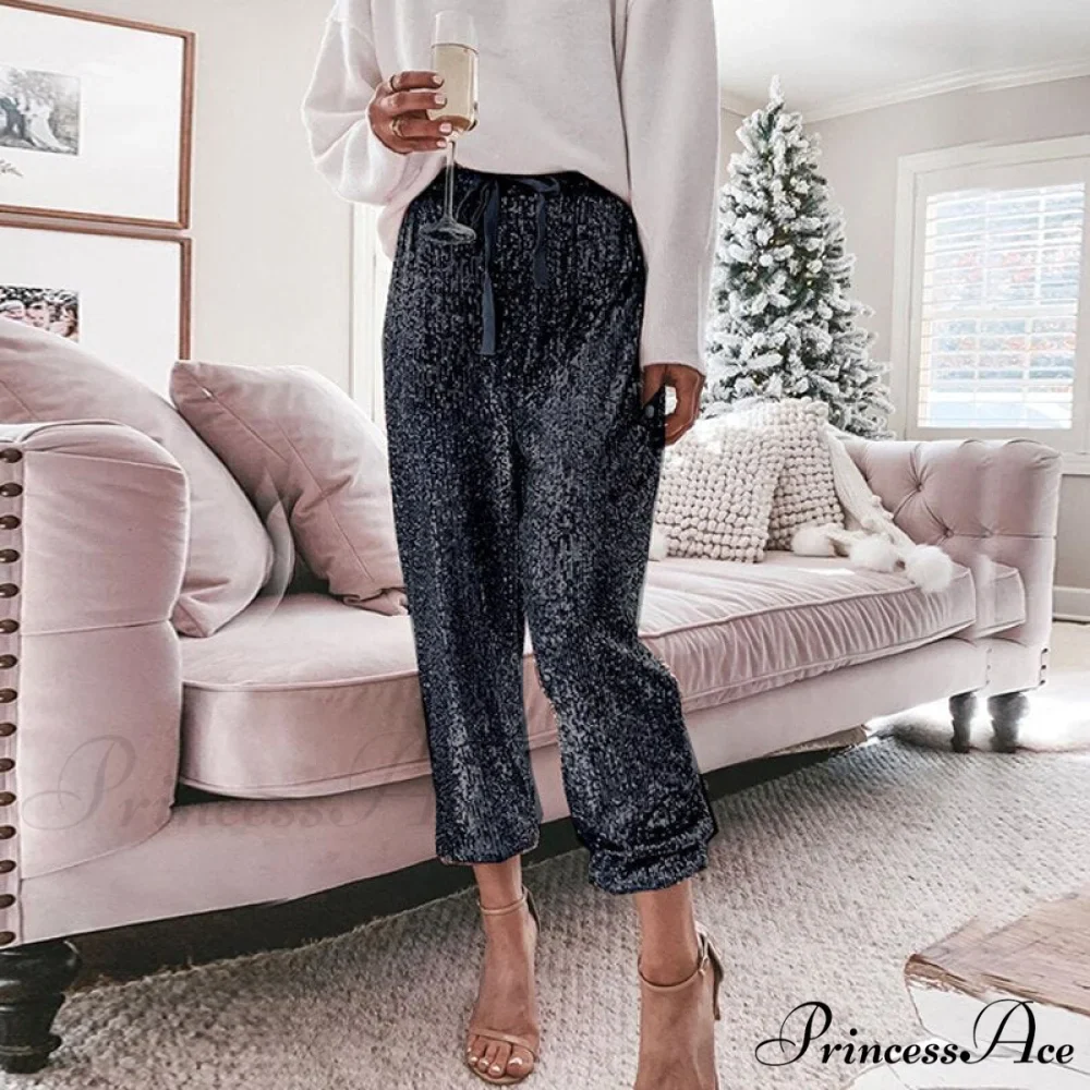 High Waist Sequin Long Pants - Image 6