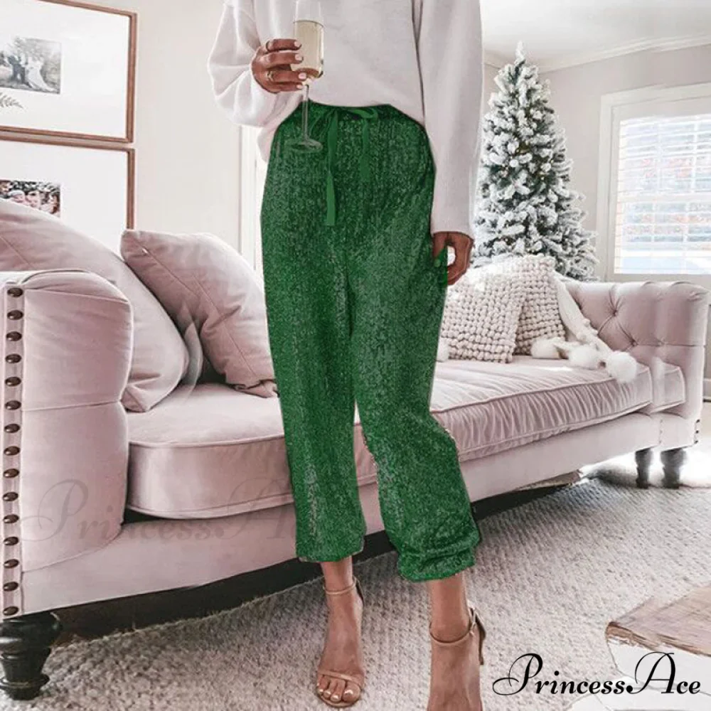 High Waist Sequin Long Pants - Image 8