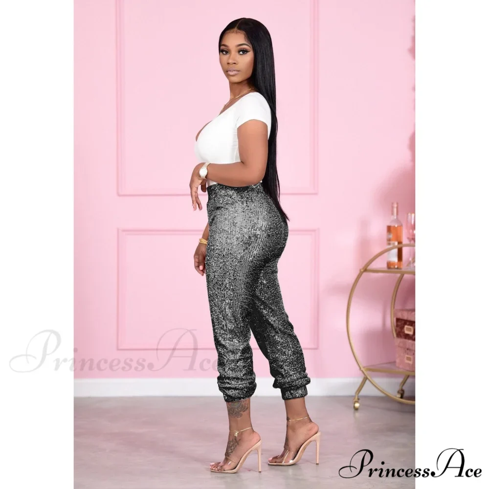 Sequin Elastic Bodycon Pencil Pants - Image 2