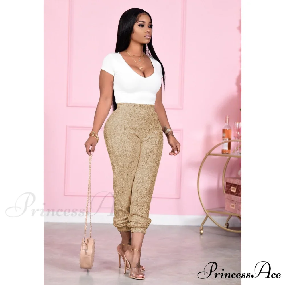 Sequin Elastic Bodycon Pencil Pants - Image 6