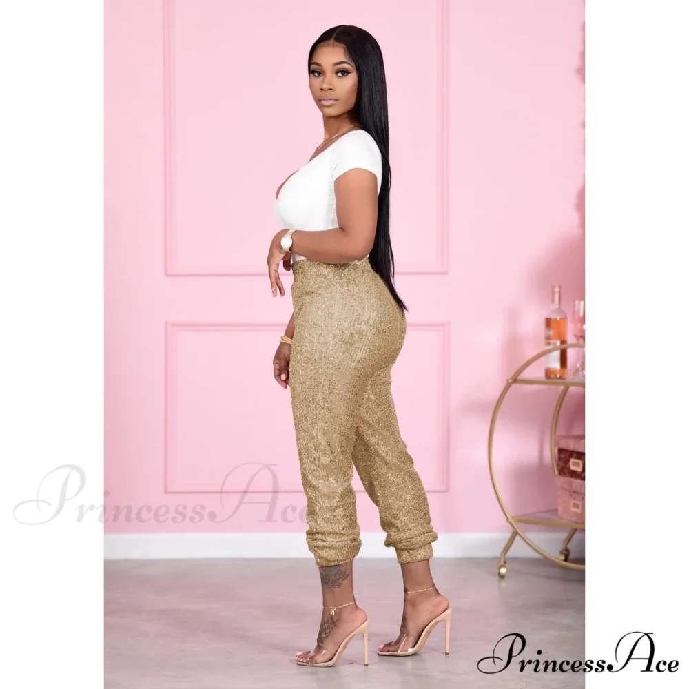 Sequin Elastic Bodycon Pencil Pants - Image 7