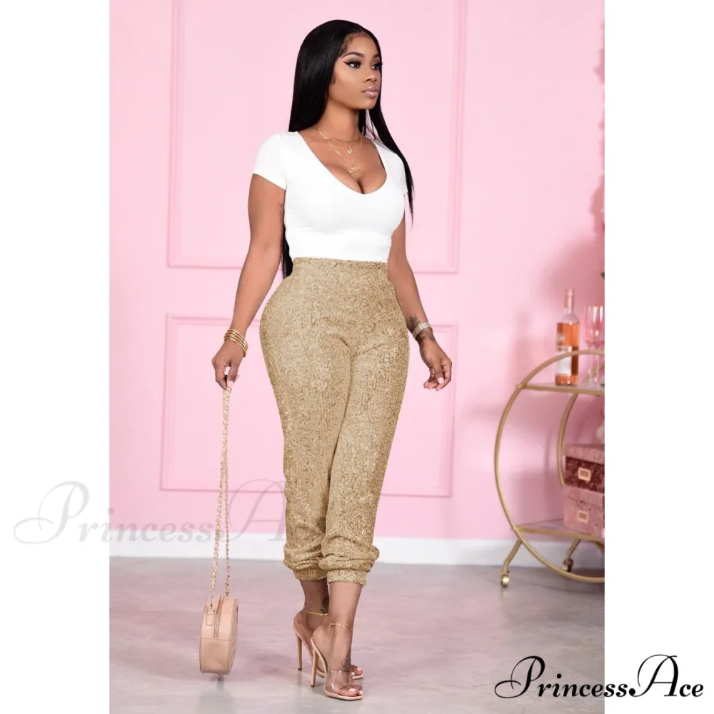 Sequin Elastic Bodycon Pencil Pants - Image 9