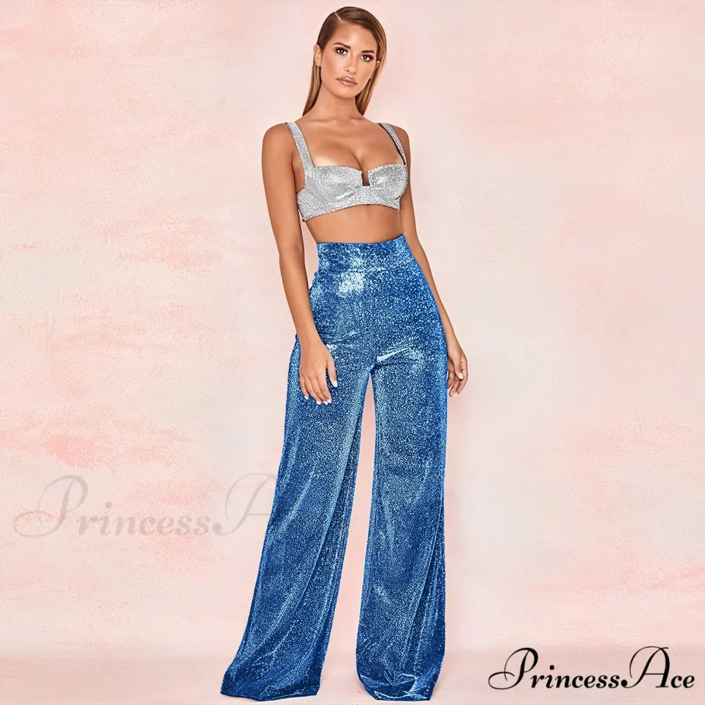 Golden High Waisted Glitter Party Pants - Image 4