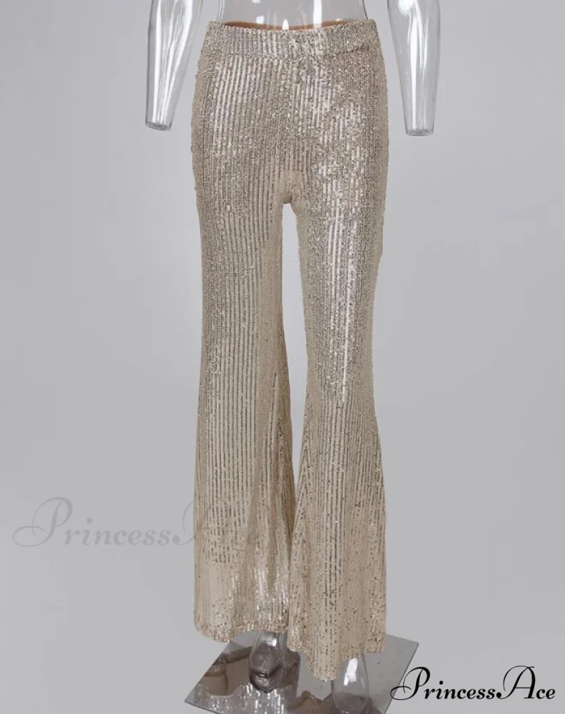 Sequins High Waist Bell Bottomed Pants - Image 2