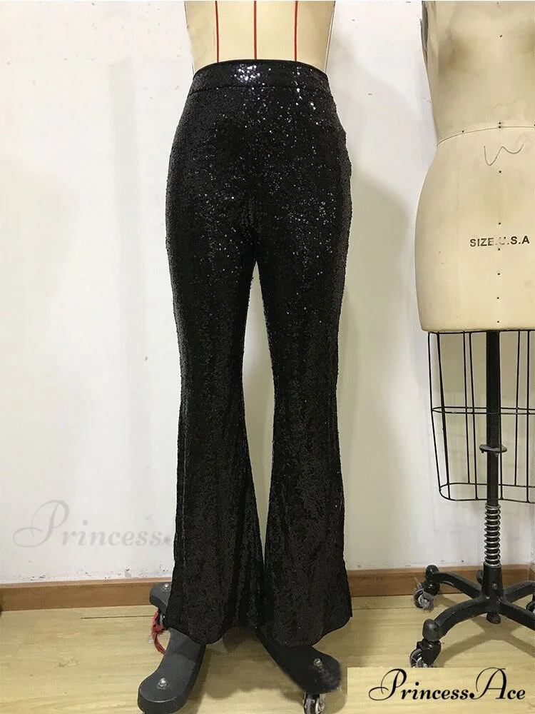 Sequin Paillette High Wasit Cropped Pants - Image 10