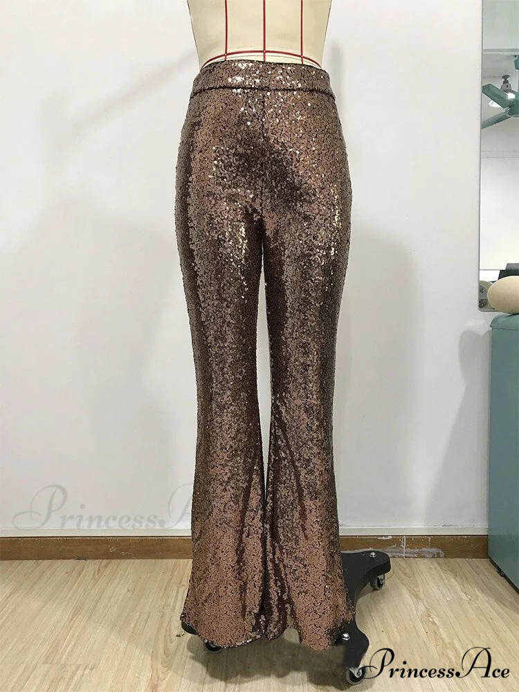 Sequin Paillette High Wasit Cropped Pants - Image 11
