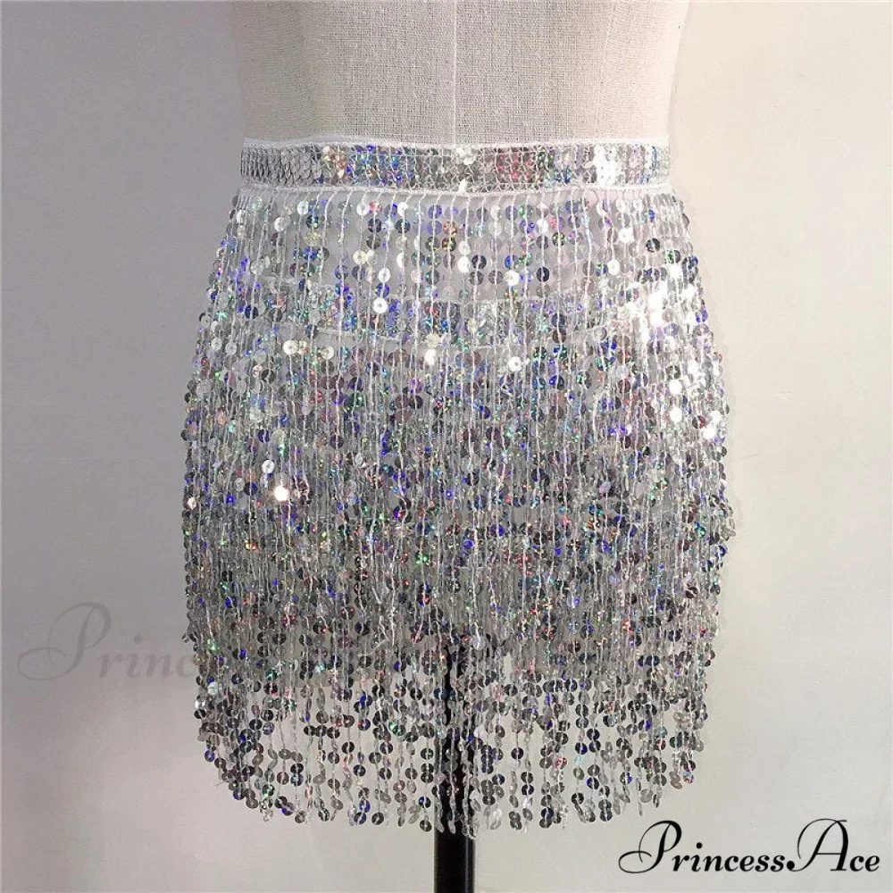 Sparkle Sequined Tassel Lace Up Shiny Skirt - Image 11