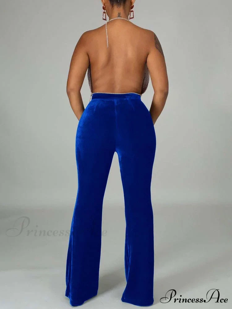 Velvet Velour Flared Bell Bottoms High Waist Pants - Image 16