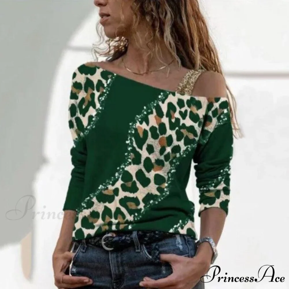 Retro Glitter Gold Contrast Casual Long Sleeve Straps Pullover - Image 13