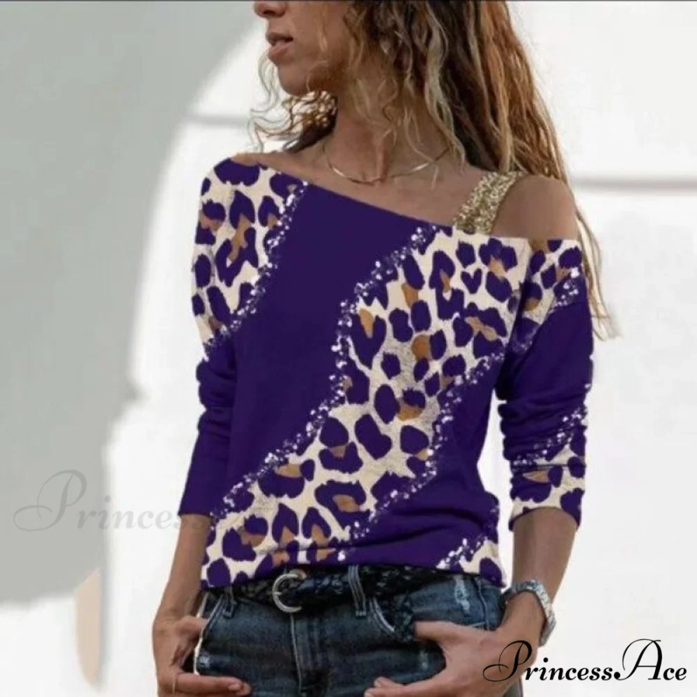 Retro Glitter Gold Contrast Casual Long Sleeve Straps Pullover - Image 14