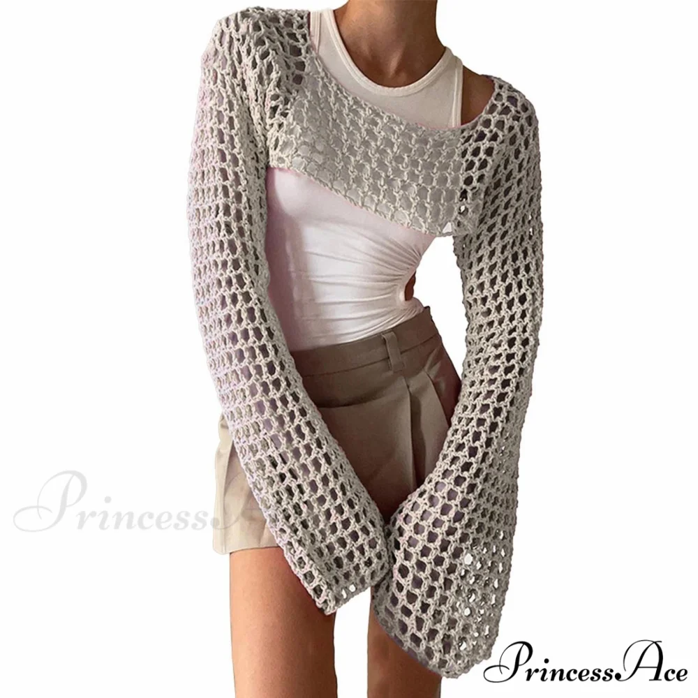 Summer Sexy Long Sleeve Smock Knitted Crop Top - Image 13