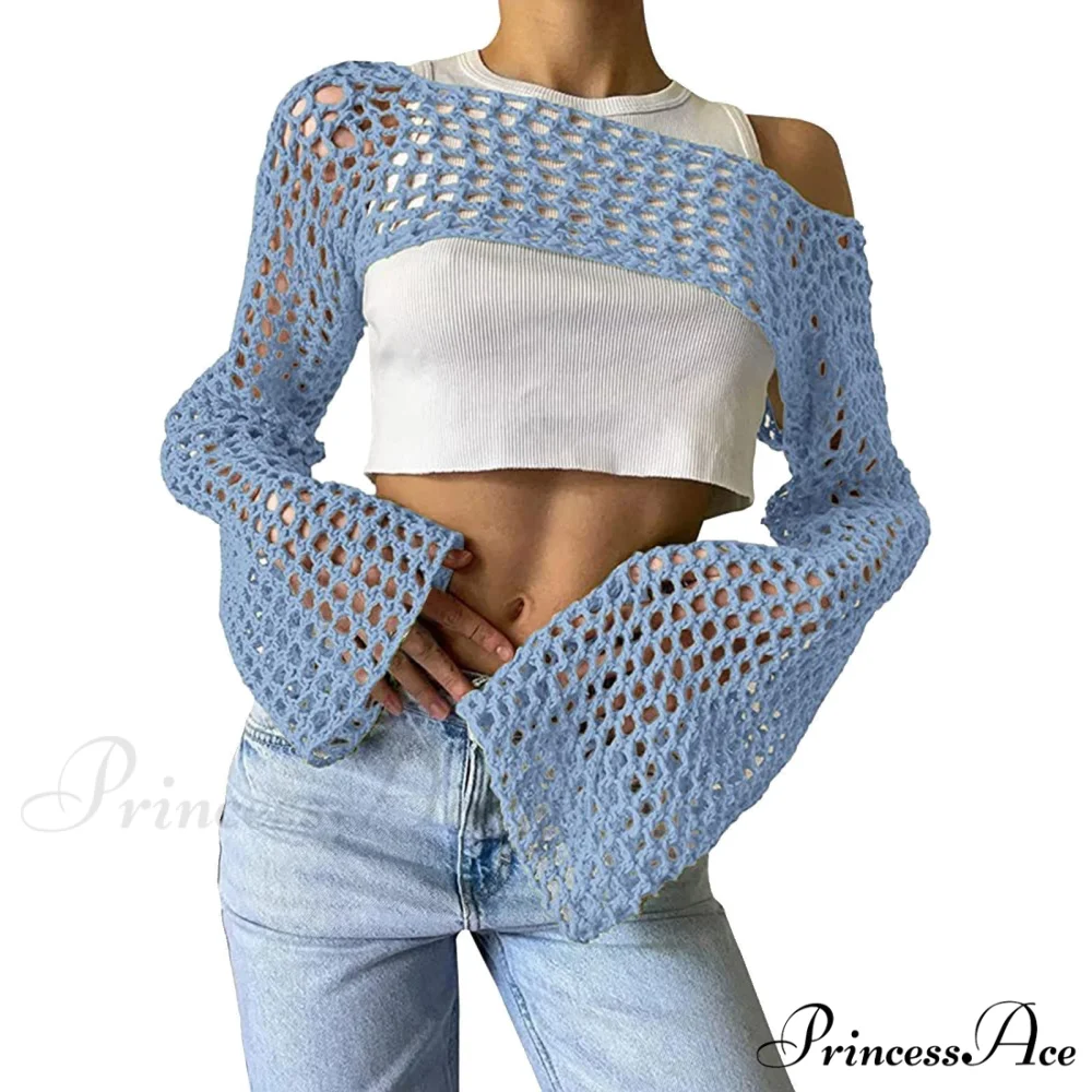 Summer Sexy Long Sleeve Smock Knitted Crop Top - Image 14
