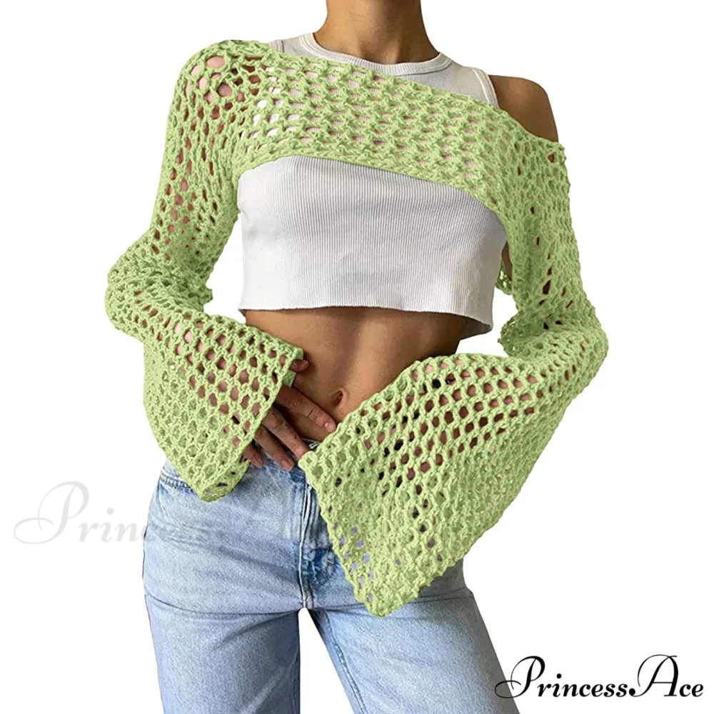 Summer Sexy Long Sleeve Smock Knitted Crop Top - Image 6