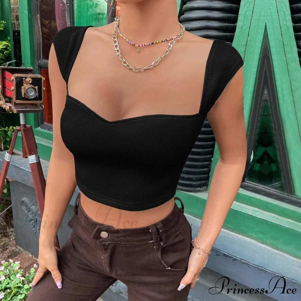 Fashion Slim Square Neck Tank Tops - Image 4