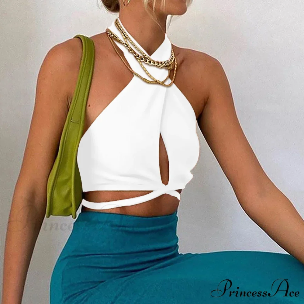 Sexy Hollow Backless White Black Tank Top - Image 2