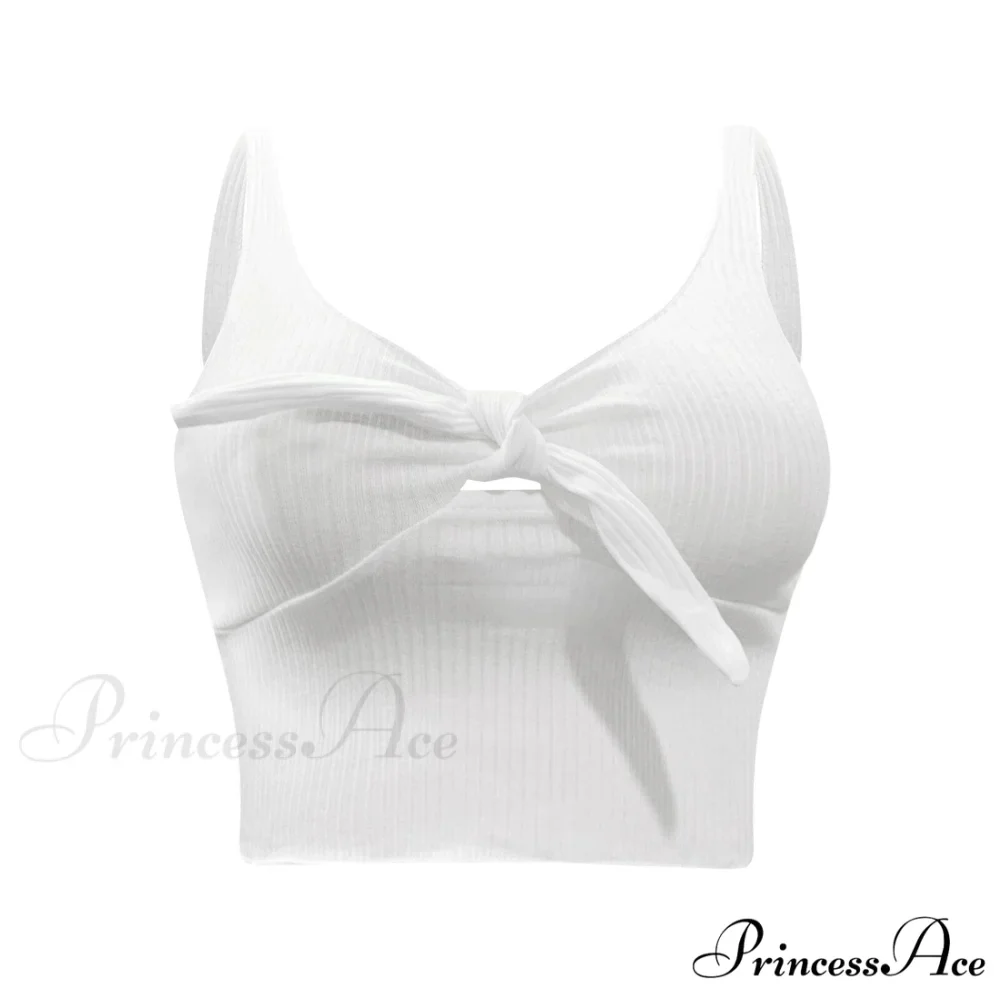 Sexy Bow Tank Tops For Women Bare Midriff Basic Crop Top - Image 4
