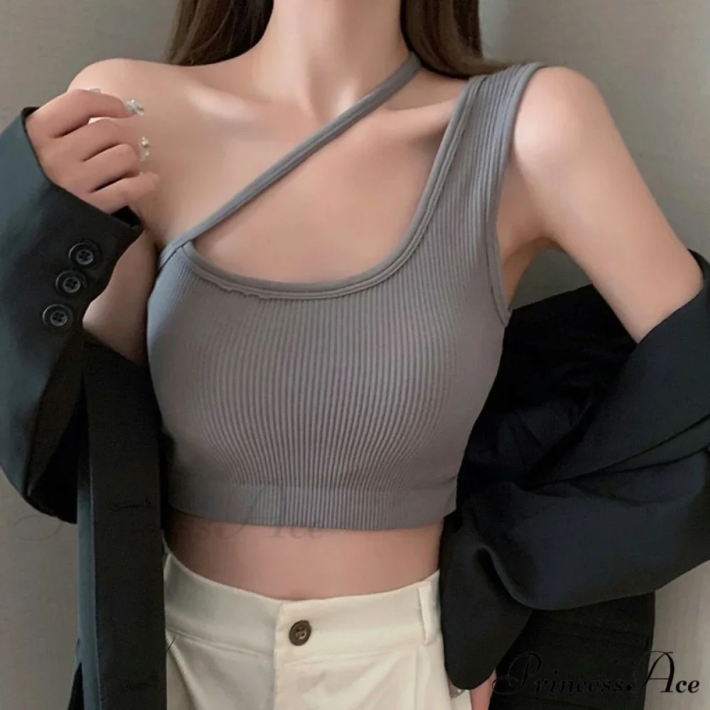 Sexy One Shoulder Sleeveless Crop Tops - Image 4