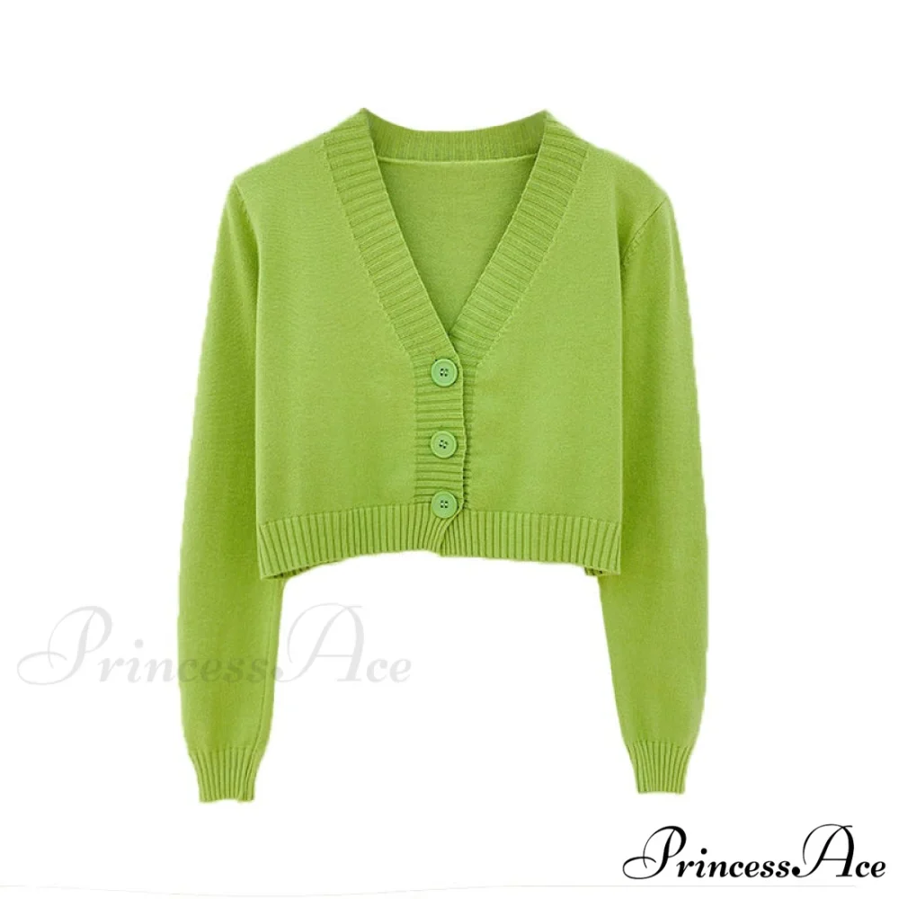 Knitted Crop Women Korean Short Cardigan - Image 2