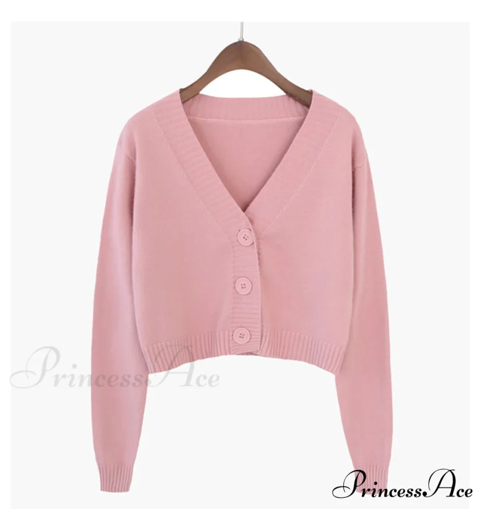 Knitted Crop Women Korean Short Cardigan - Image 8