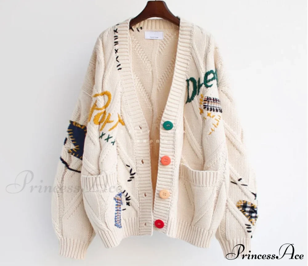 Jacket Loose Pocket Embroidery Fashion Knit Cardigan - Image 11