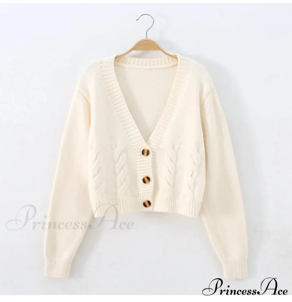 Solid Color Single-breasted Knit Cardigan - Image 4
