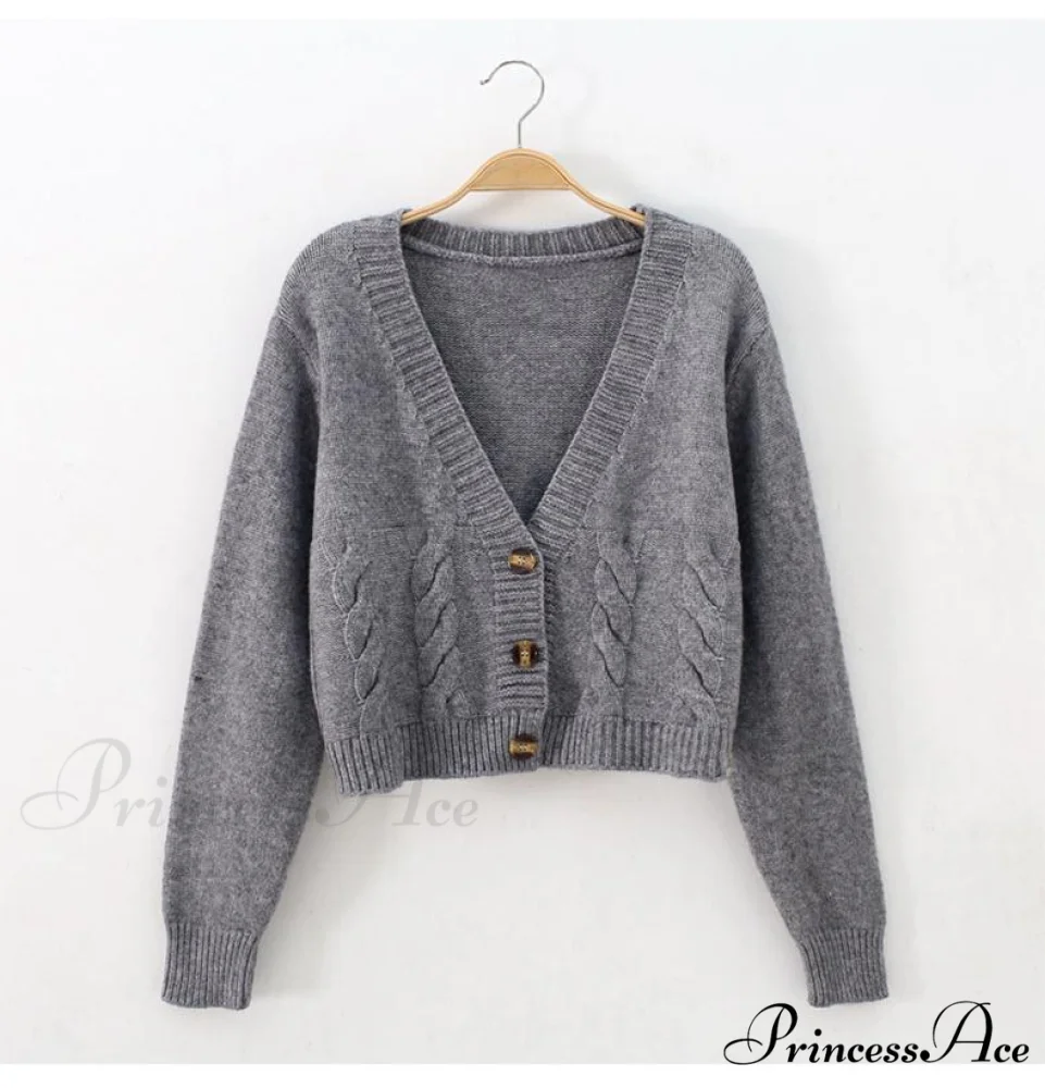 Solid Color Single-breasted Knit Cardigan - Image 5